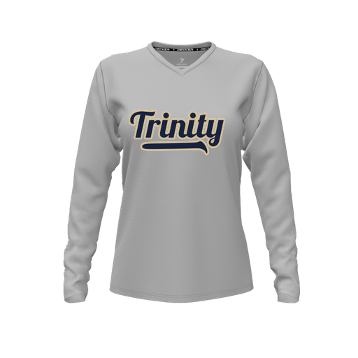 [CUS-DFW-TEES-CMF-VNK-LSL-GRY-FYXS-LOGO2] Decker Comfort T-Shirt (Female Youth XS, Gray, V Neck, Logo 2, Long Sleeve)