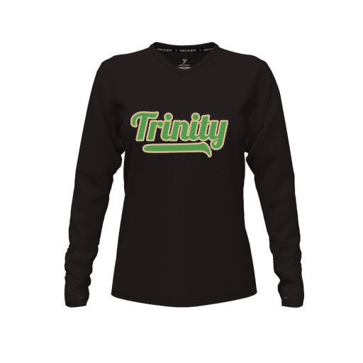 [CUS-DFW-TEES-PER-VNK-LSL-BLK-FYXS-LOGO3] Decker Performance T-Shirt (Female Youth XS, Black, V Neck, Logo 3, Long Sleeve)