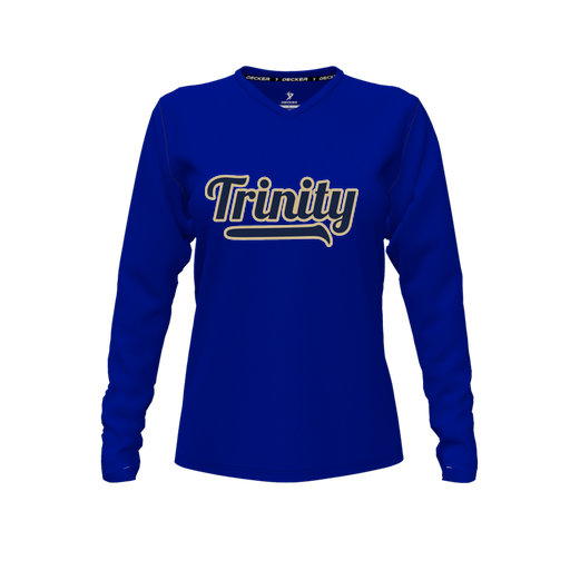 [CUS-DFW-TEES-PER-VNK-LSL-RYL-FYXS-LOGO2] Performance T-Shirt (Female Youth XS, Royal, V Neck, Logo 2, Long Sleeve)