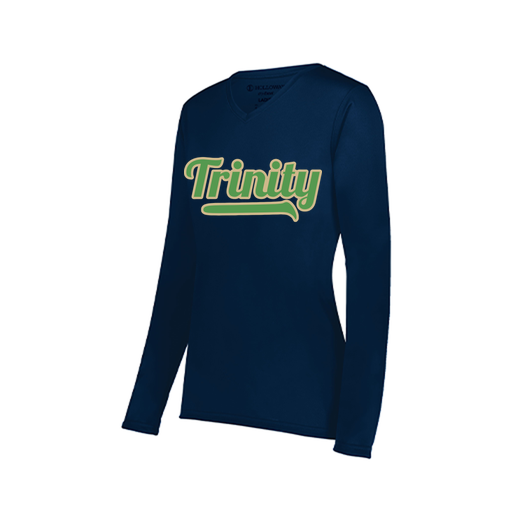 [222824.065.S-LOGO3] Ladies LS Smooth Sport Shirt (Female Adult S, Navy, Logo 3)
